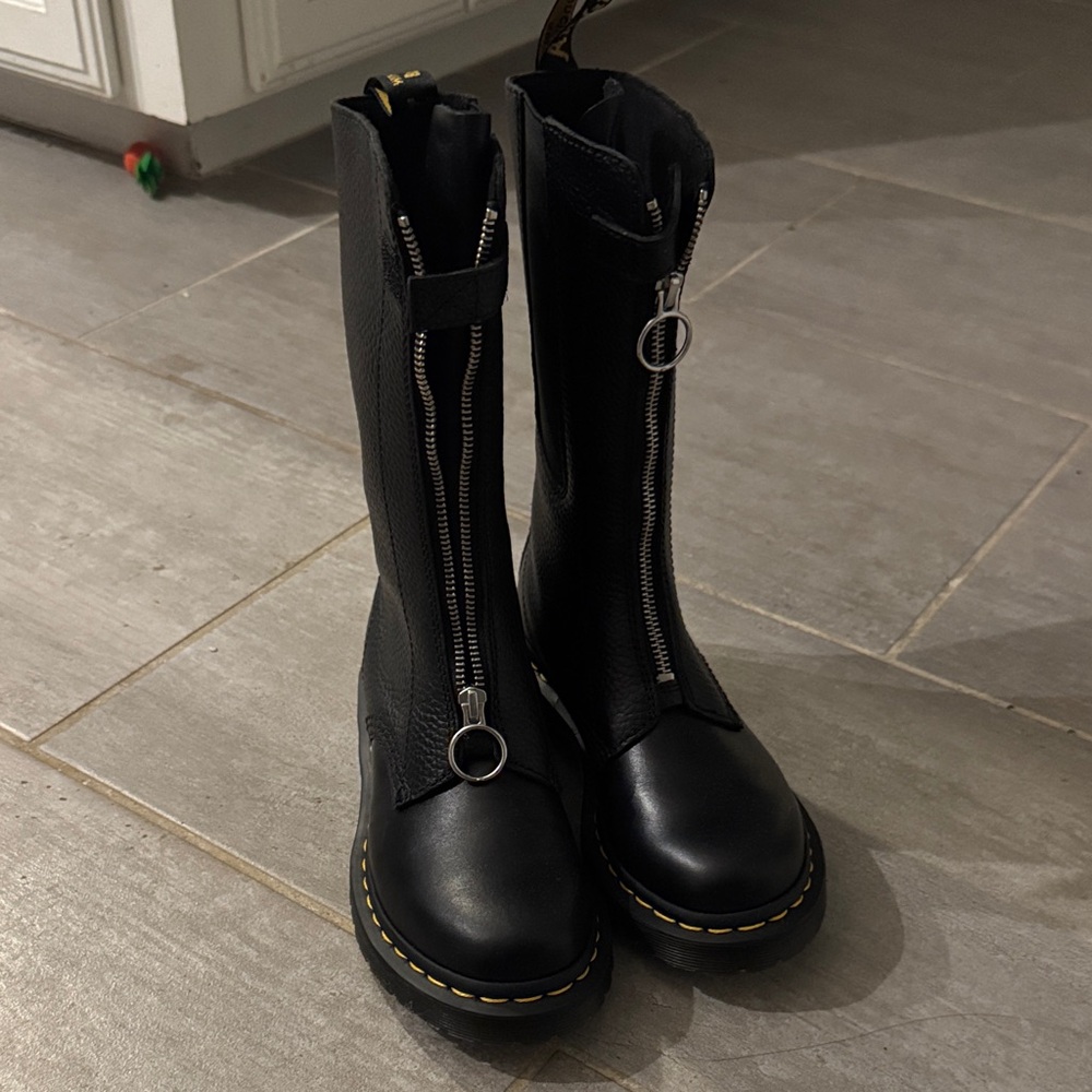 Dr. Martens Black Combat Boots with Zipper